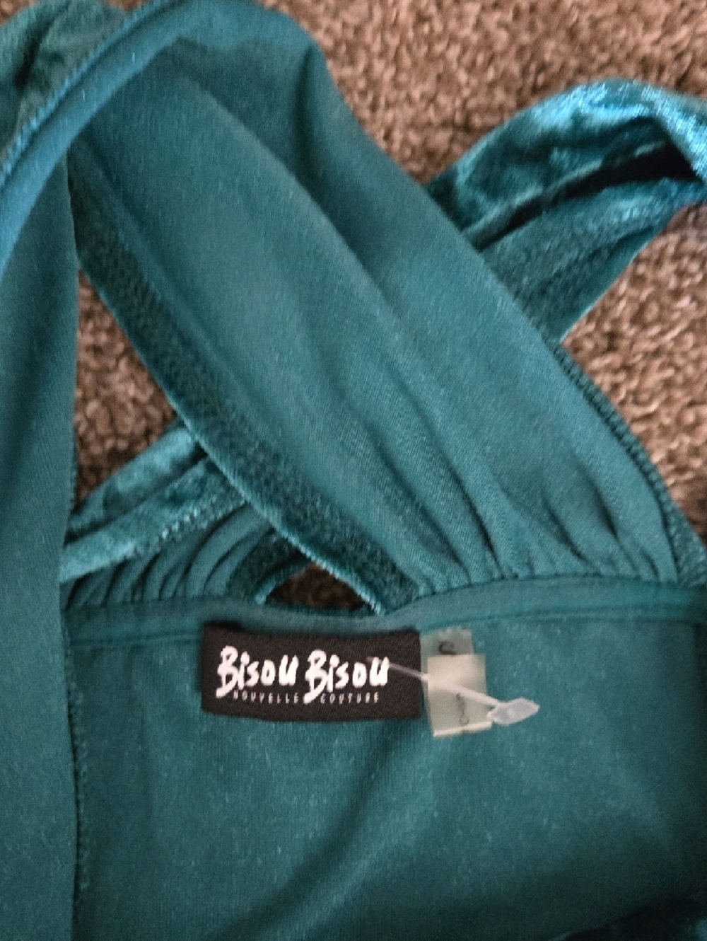 Bisou Bisou Teal Ruched Velvet Midi Dress The Tatjana Dress Size Small - Picture 4 of 5